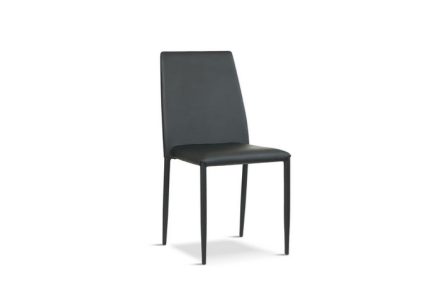 Black faux leather dining chair