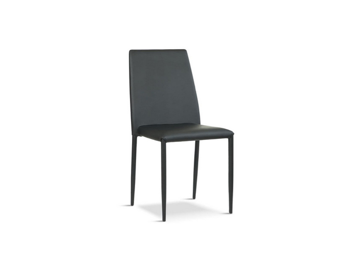Black faux leather dining chair