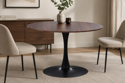 Louise Dark Walnut Round Dining Table
