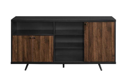 Roger sideboard solid black with Dark Walnut effect doors