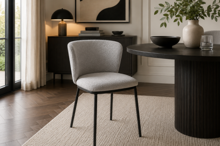 Fergie Light Grey Boucle Dining Chair
