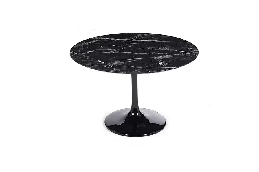 Lacey Black Marble Effect Glass Round Bistro Dining Table