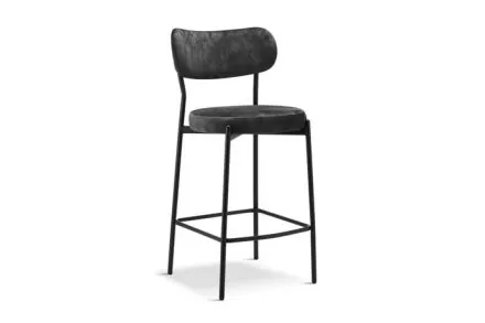Bates Dark Grey Velvet Bar Stool